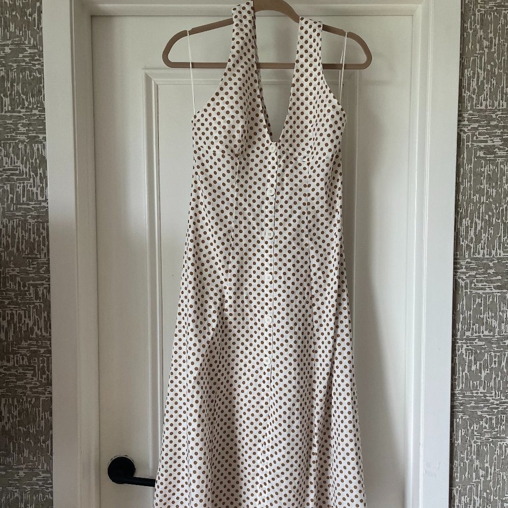 zara linen polka dot dress